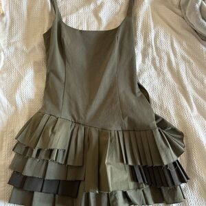 Forever 21 Backless Layered Dress in Olive